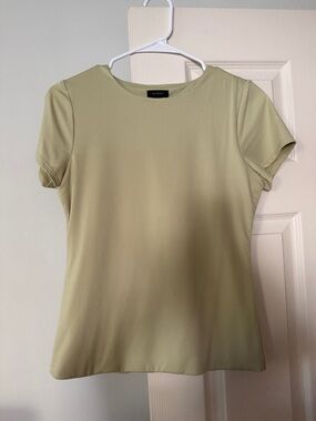Halogen Light Olive Crew Neck Short Sleeve Top